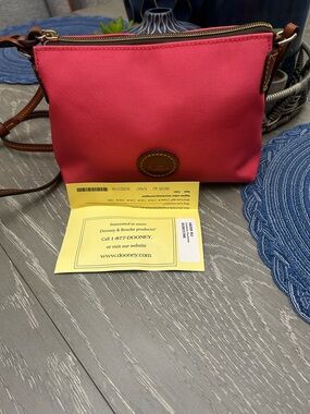 Dooney & Bourke Red canvas Crossbody with Brown Leather Trim